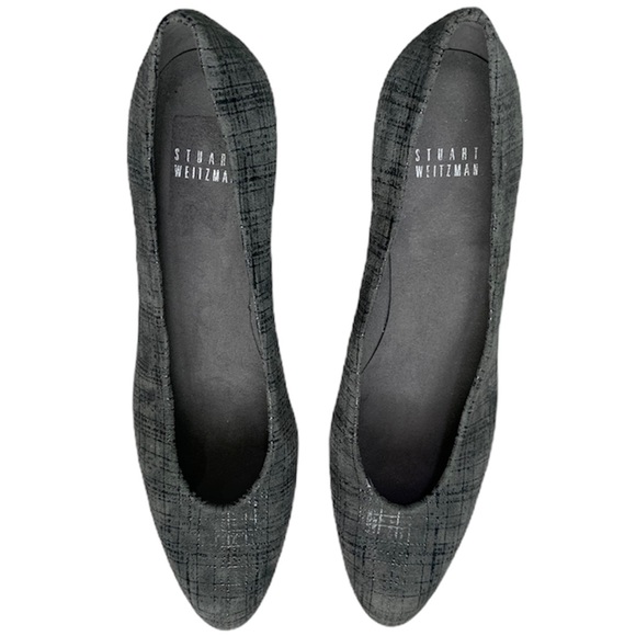 Stuart Weitzman gray suede plaid narrow 2.5” heel - Picture 2 of 8